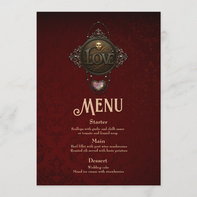 Menu O Emblema do Amor. (Frente)