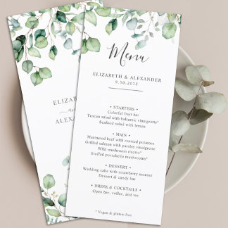 Menu O eucalipto elegante deixa um casamento simples e 