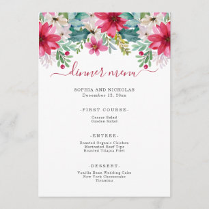 Menu O feriado da aguarela floresce que Wedding