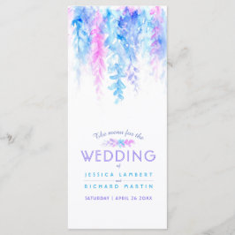 Menu O pacote de arte floral em azul em cascata com aqu