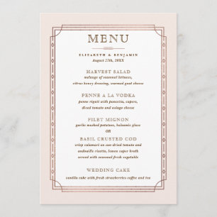 Menu O vintage moderno cora casamento cor-de-rosa da