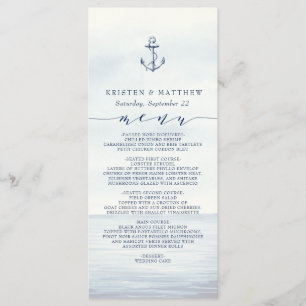 Menu Oceano de Aquarela de Ângulo Náutico