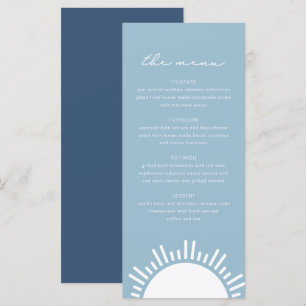 Menu OCEANSIDE Dusty Blue Sun Ocean Thema