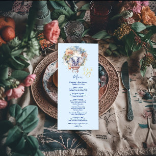 Menu Oh garoto chá de fraldas de elefante azul de aquar