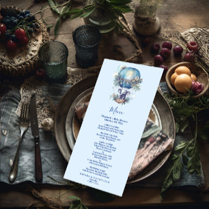 Menu Oh garoto chá de fraldas de elefante azul de aquar