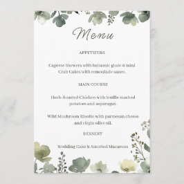 Menu Olive Floral Wedding