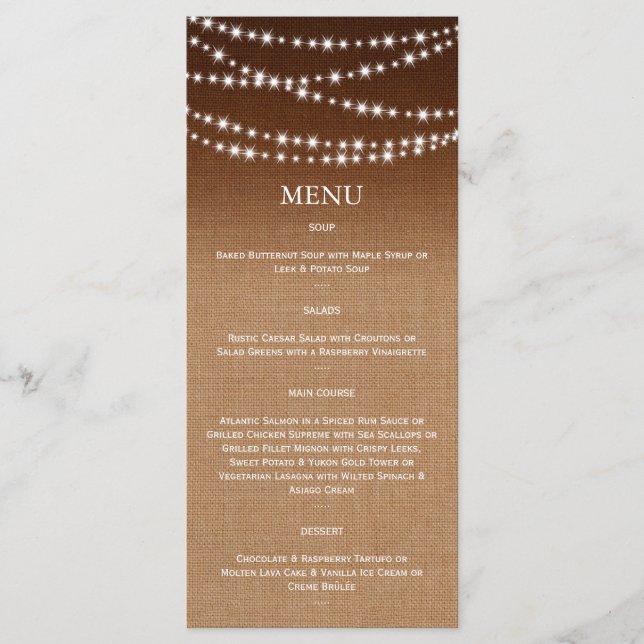 Menu Ombre Burlap Twinkle Lights (Frente)