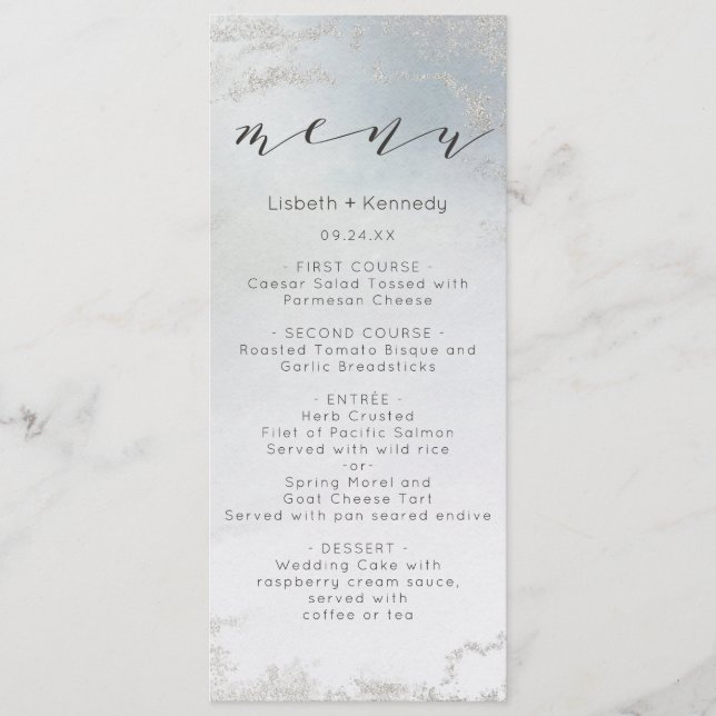 Menu Ombre Fosco Azul  Silver Foil Luxe Janto (Frente)