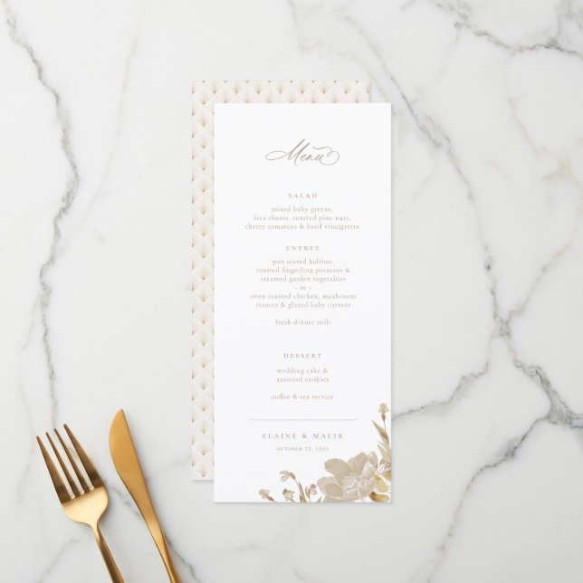 Menu Opulent Gilded Garden Wedding Wedding (Frente/Verso In Situ)