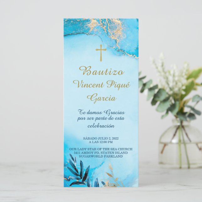 Menu Oraciones Cortas Bautizo Tarjeta (Em pé/Frente)