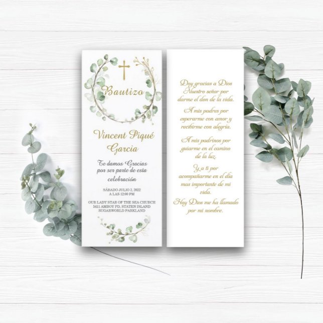 Menu Oraciones Cortas Bautizo Tarjeta (Criador carregado)