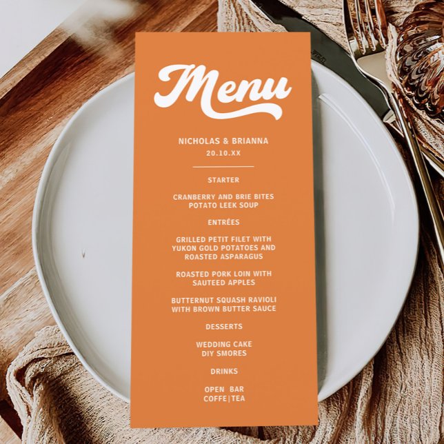 Menu Orange Retro 70s Wedding (Criador carregado)