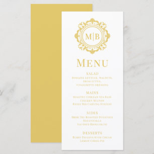 Menu Ornamentado Floral Monograma Casamento Elegante Do