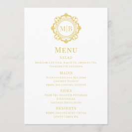 Menu Ornamentado Floral Monograma Dourado