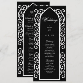 Menu Ornate black and white Gothic Wedding Program