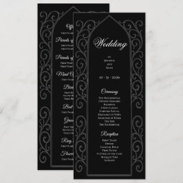 Menu Ornate black and white Gothic Wedding Program