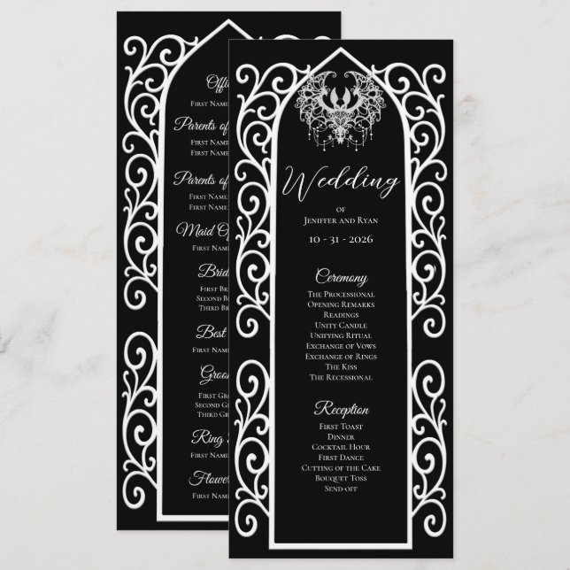 Menu Ornate border Gothic Wedding Program (Frente/Verso)