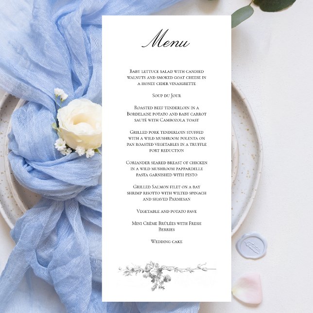 Menu Ornate Classic French Rose Border Wedding (Criador carregado)