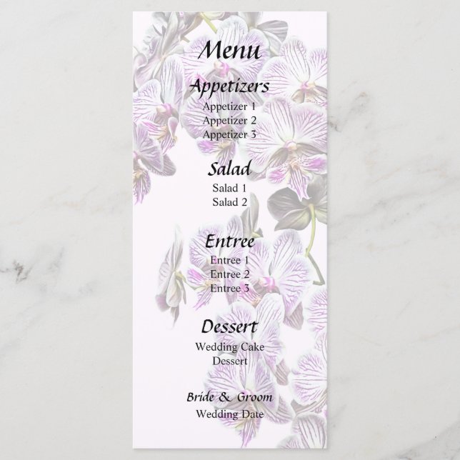 Menu Orquídeas da Phalaenopse, rosa e branca (Frente)