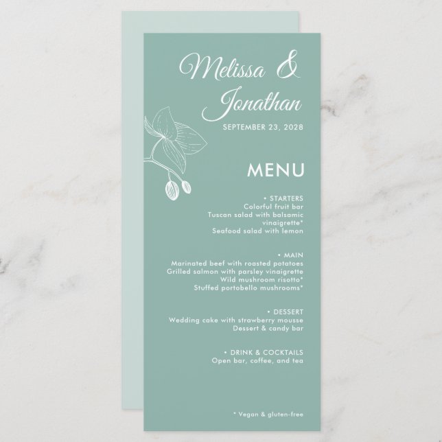 Menu Orquídeas elegantes casamento florístico romântico (Frente/Verso)
