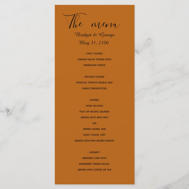 Menu ouro de luxo casamento simples (Frente)