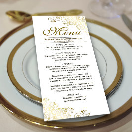 Menu Ouro Elegante Amigos no Casamento Branco