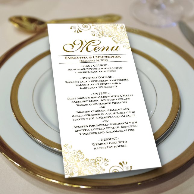 Menu Ouro Elegante Amigos no Casamento Branco (Criador carregado)
