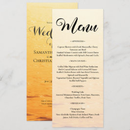 Menu Ouro laranja de verão ondas do mar casamento