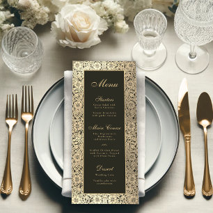 Menu Ouro Preto Elegante Vintage Floral Clássico Roteir
