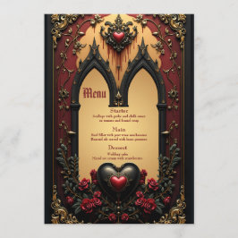 Menu Ouros, rosas vermelhas e um coração: