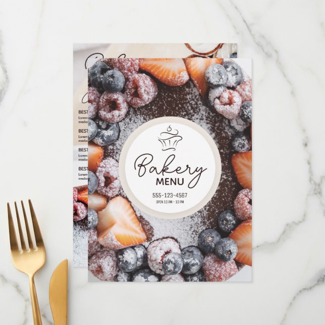 Menu Padaria / Confeitaria / Casa de bolos (Modelo) (Frente/Verso In Situ)