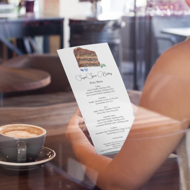 Menu Padaria de Bolo de Chocolate Aquarela, Preço do Ca (Sweet success awaits: Elevate menus with luscious layers of Exquisite Chocolate Layered Cake! )
