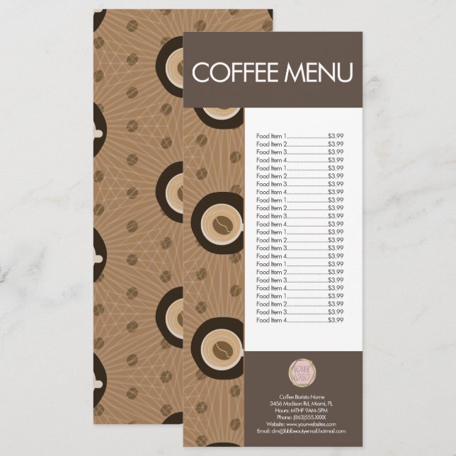 Menu Padrão de Cafeteria Moderna (Frente/Verso)