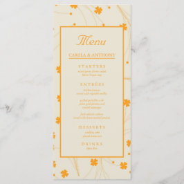 Menu Padrão de Flor Y2K 70s do Orange Beige Retro