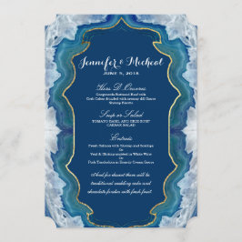 Menu Padrão de Geodo Azul Bonito Agate Elegante