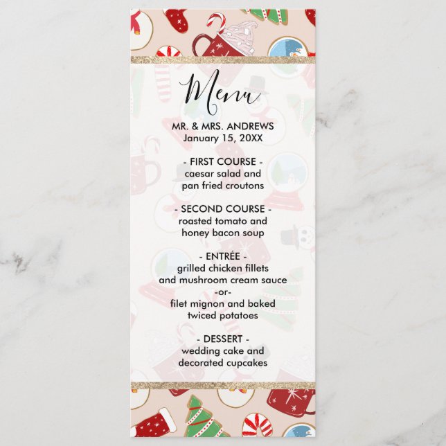 Menu Padrão de Ilustração do Cookie Vermelho Festivo (Frente)