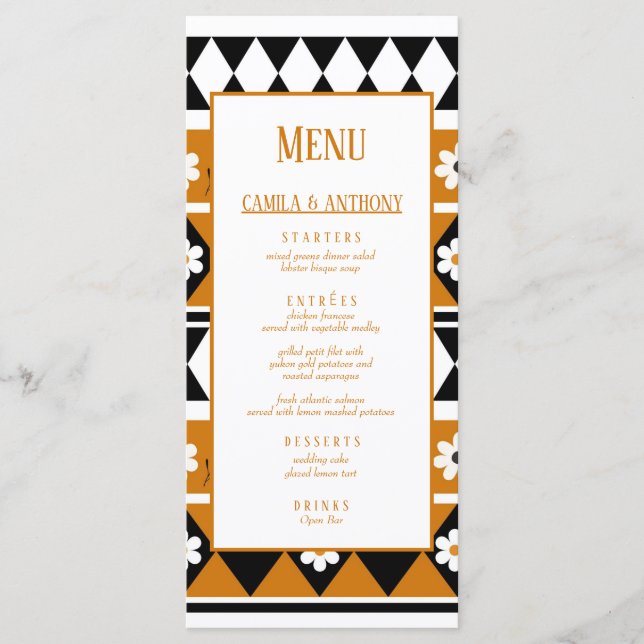 Menu Padrão Floral do Diamante de Flor de Faixa de Fron (Frente)