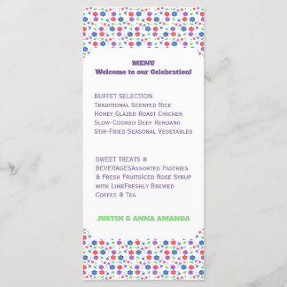 Menu Padrão Floral Vibrante em Aquarela com Flores Silv