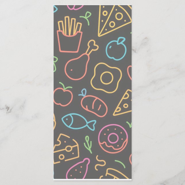 Menu Padrão Invisível de Contorno de Comida Neon (Frente)