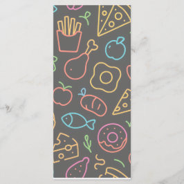 Menu Padrão Invisível de Contorno de Comida Neon