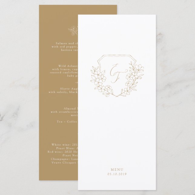 Menu Paixão Dourado Mínimo de Cereja com Flor de Cereja (Frente/Verso)