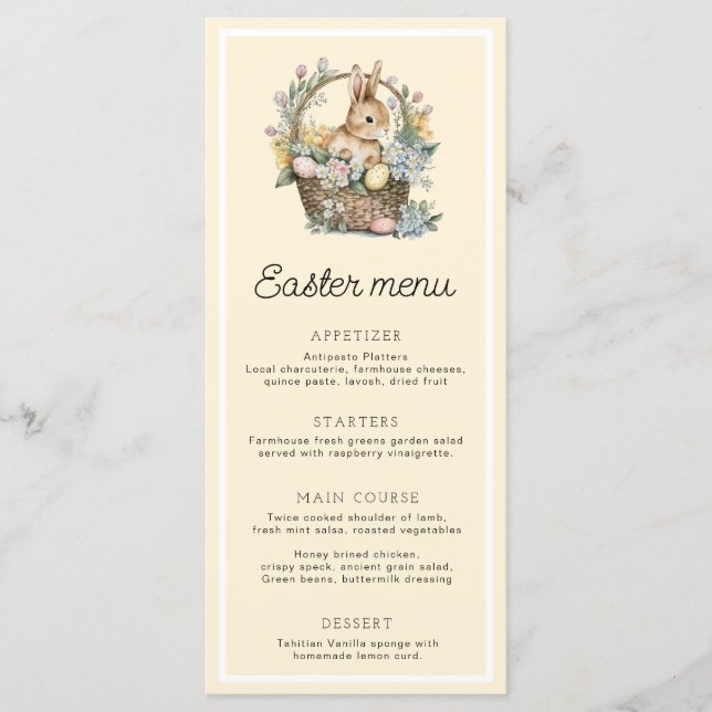 Menu Pale Yellow Easter Bunny (Frente)