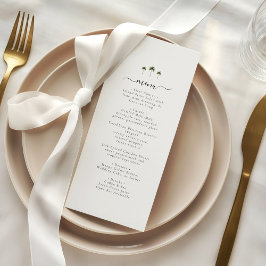 Menu Palm Tree Elegant Script Modern Tropical Wedding
