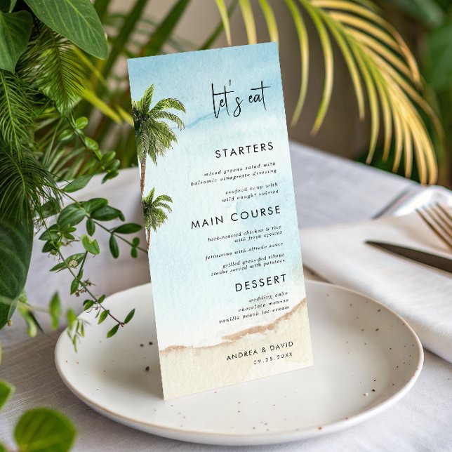 Menu Palm Tree Exotic Tropical Beach Vamos Eat Wedding (Criador carregado)