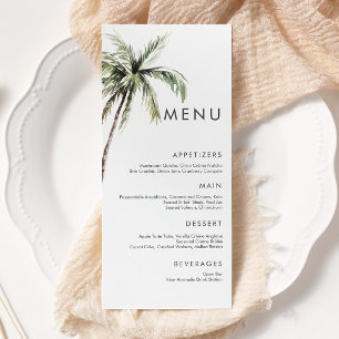 Menu Palm Tree Tropical Casamento mínimo