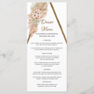 Menu Palma Seca De Boho Deixa Pampas Arco De Madeira De