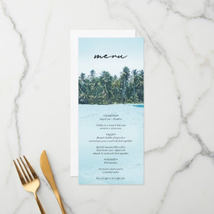Menu Palmas de Aquarela Tropical & Casamento de Praia