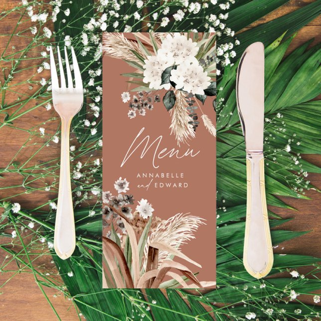 Menu Pampas rústicas modernas eucalipto botânico elegan (Criador carregado)