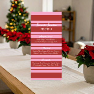 Menu Papais noeis Secretos Cana - Rosa e Stripe Vermelh