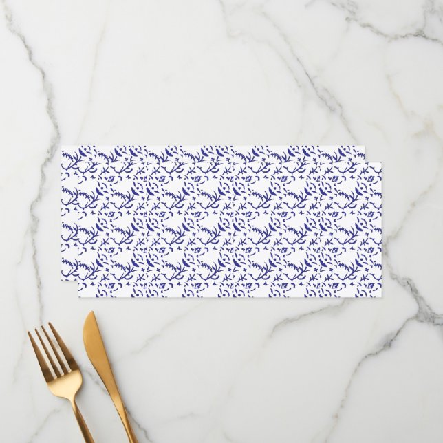 Menu Papel de embrulho azul e branco com um gráfico (Frente/Verso In Situ)